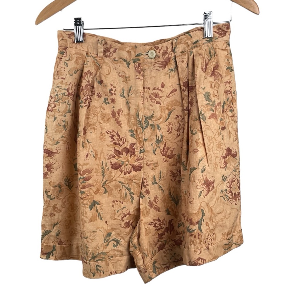Ralph Lauren Floral Tan and Green High-Waist Bermuda Shorts - Picture 3 of 7